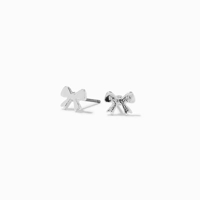 Silver-tone Bow Stud Earrings