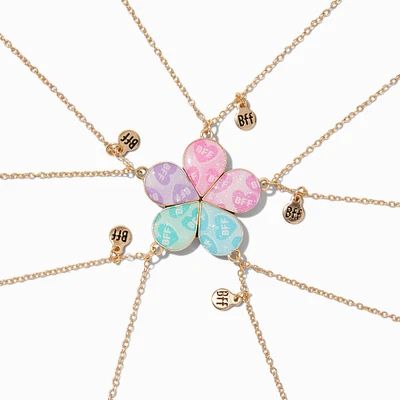 Best Friends Glitter Flower Pendant Necklaces - 5 Pack