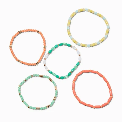 Mixed Orange Stretch Bracelet Set - 5 Pack