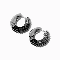 Silver-tone, Black & Hematite Ombré Hoop Earrings