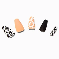 Cow Print Squareletto Vegan Faux Nail Set - 24 Pack