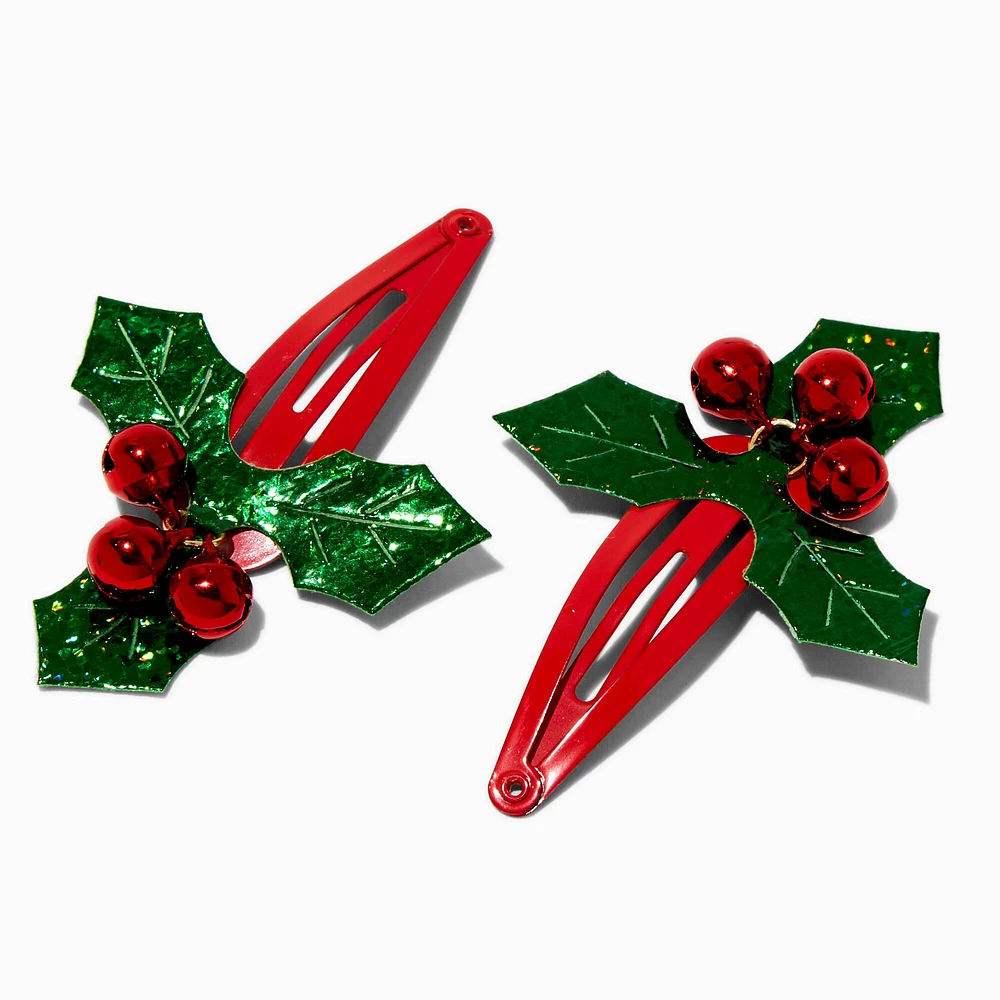 Holly Bells Snap Hair Clips - 2 Pack