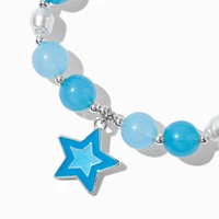 Blue Star Charm Beaded Stretch Bracelet