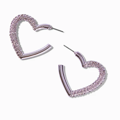 Anodized Crystal Heart Hoop Earrings