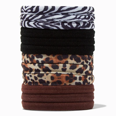 Animal Print Rolled Hair Ties - 12 Pack