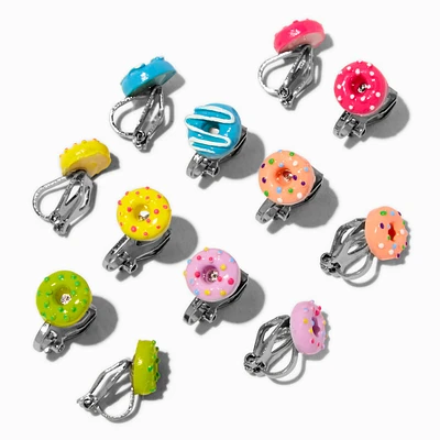 Frosted Donuts Clip-On Stud Earrings - 6 Pack