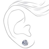 Silver Cubic Zirconia Round Stud Earrings - 7MM