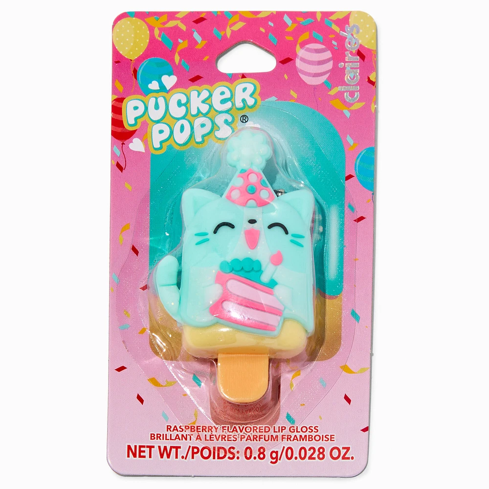 Pucker Pops® Birthday Cat Lip Gloss - Raspberry