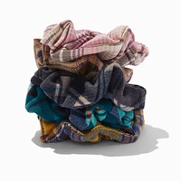 Plaid Mixed Hair Scrunchies - 5 Pack