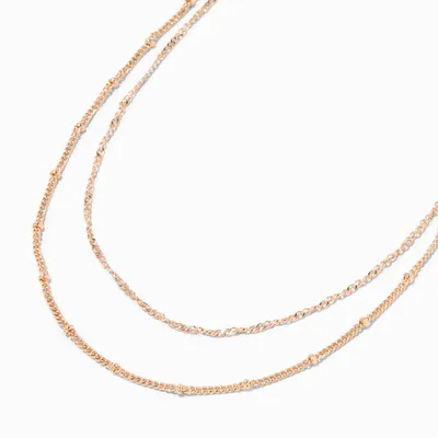 Gold Beaded Chain Multi-Strand Necklace