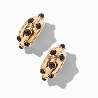 Black Dotted Gold-tone Hoop Earrings