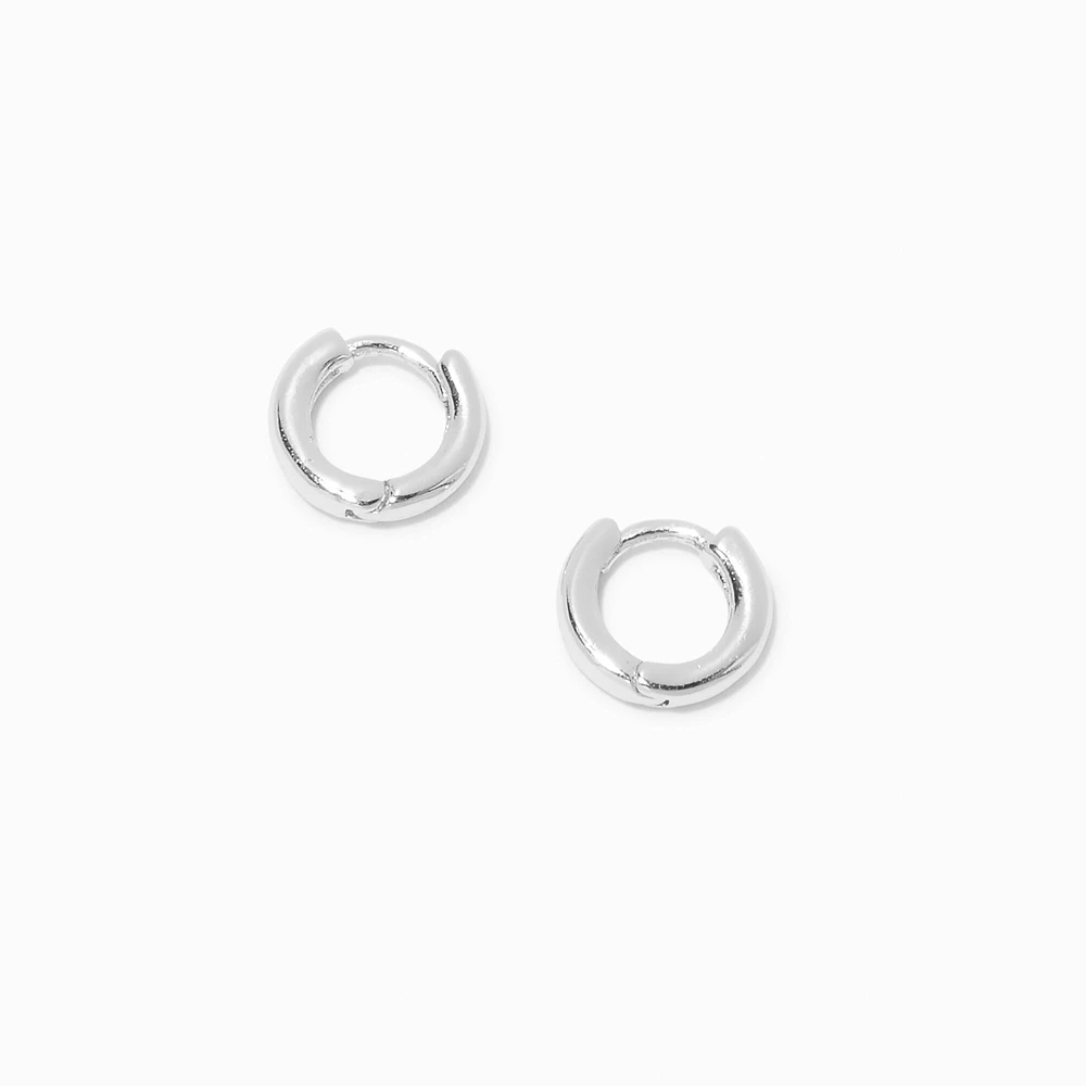 Silver-tone 10MM Huggie Hoop Earrings