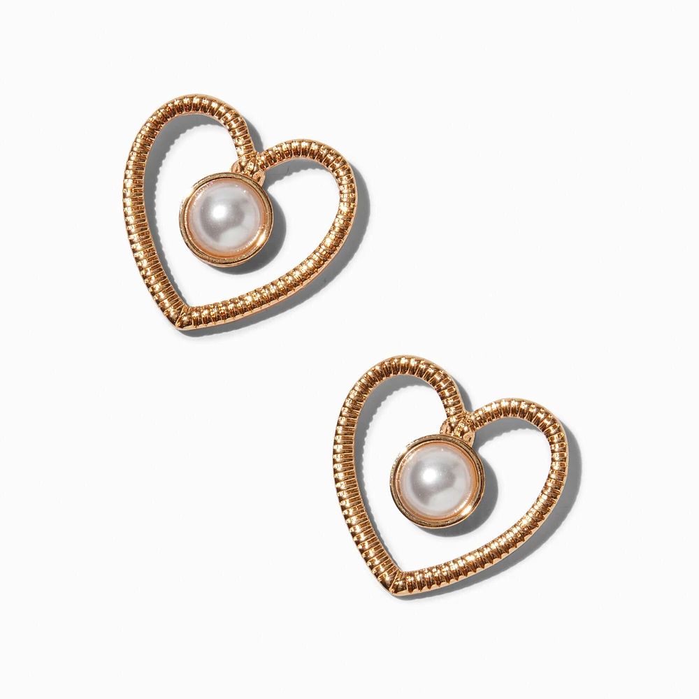 Pearl of Hearts Stud Earrings