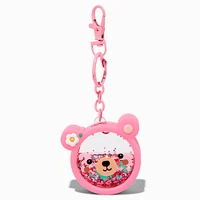 Pink Bear Face Water-Filled Glitter Keychain