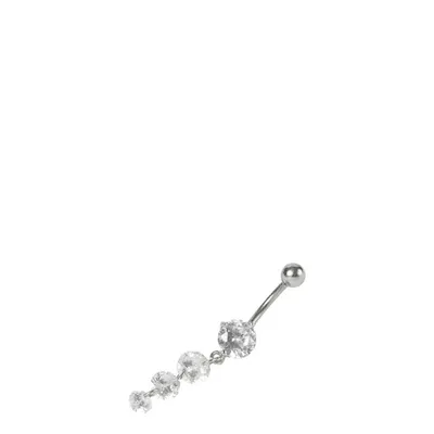 14G Triple Crystal Dangle Belly Ring