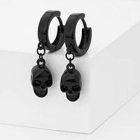 Black 15MM Skull Huggie Hoop Earrings