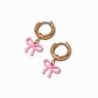 Pink Bow Hoop Earrings