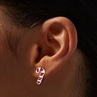 Rhinestone Candy Cane Stud Earrings