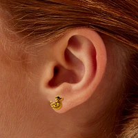 Yellow Crystal Rubber Ducky Stud Earrings