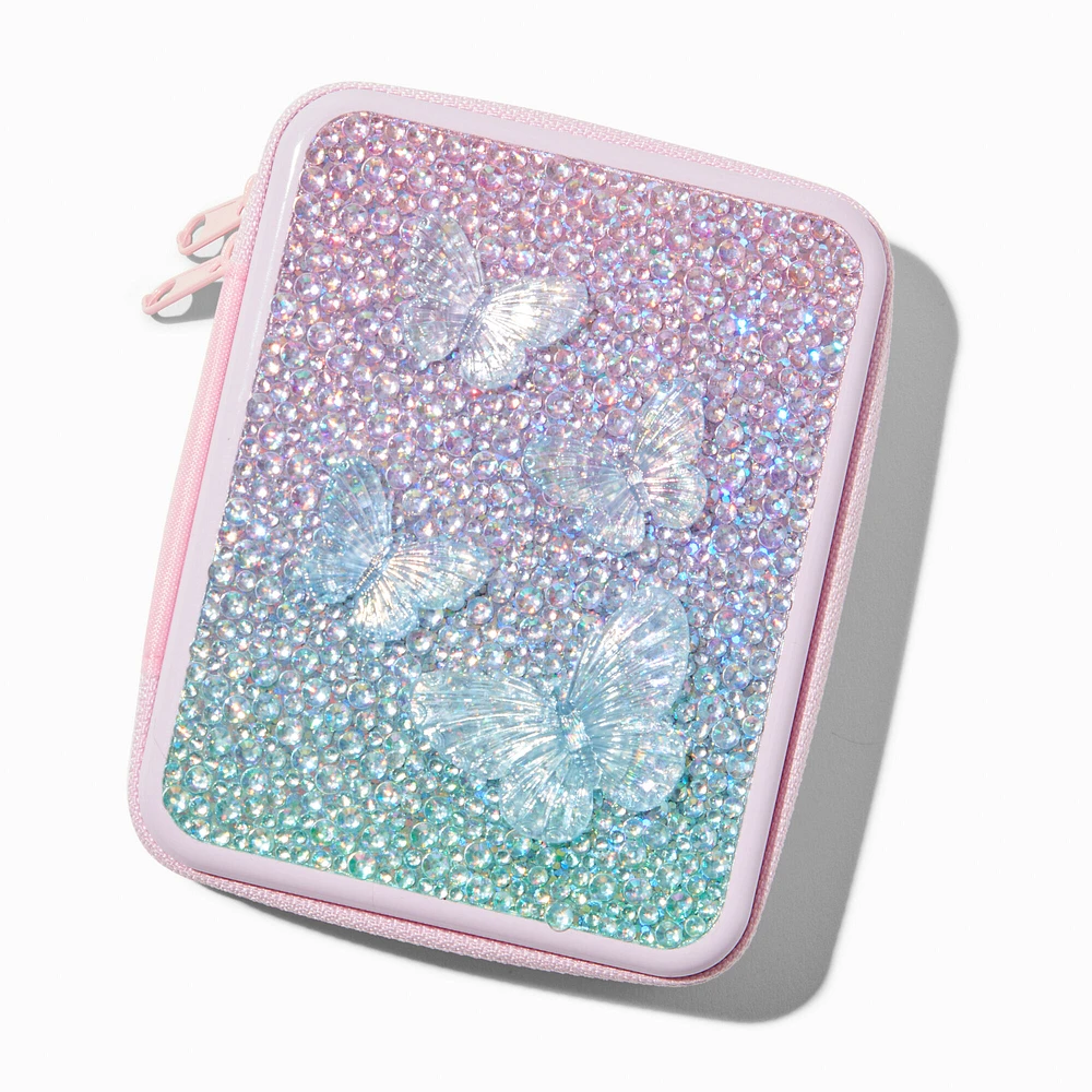 Pink Butterfly Bling Makeup Tin