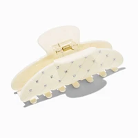 Cream Quilted Rhinestone Hair Claw