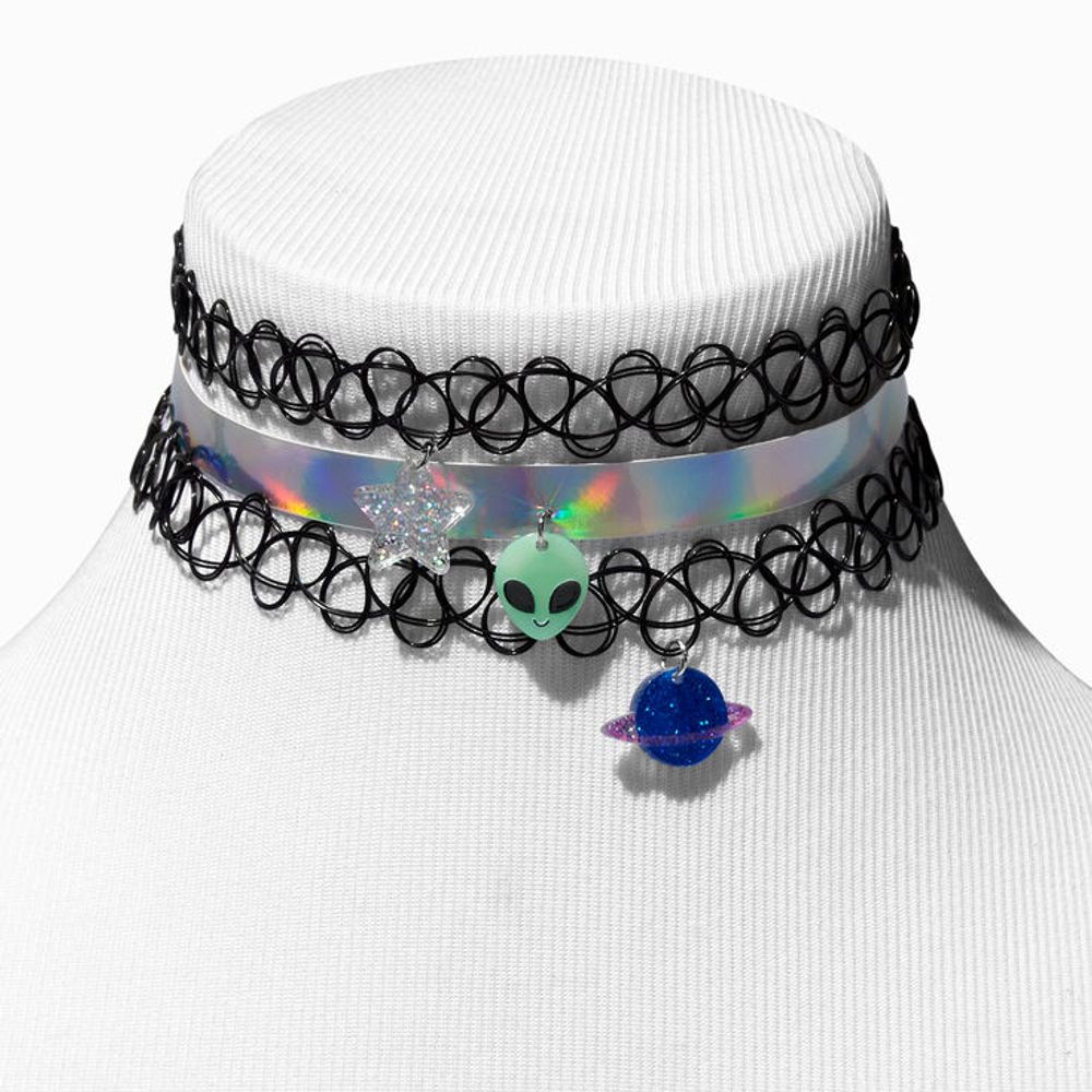 Claire's Glow In The Dark Black Choker Necklaces - 3 Pack | Bridge Street Centre