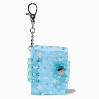 Silver Stars Blue Mini Diary Keychain