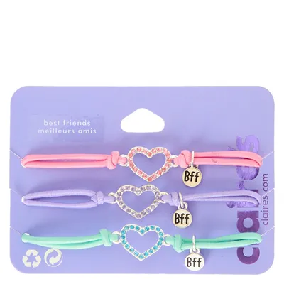 Pastel Heart Stretch Friendship Bracelets - 3 Pack