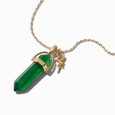 Gold-tone May Birthstone Mystical Gem Pendant Necklace