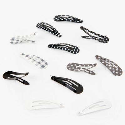 Claire's Club Black & White Snap Hair Clips - 12 Pack