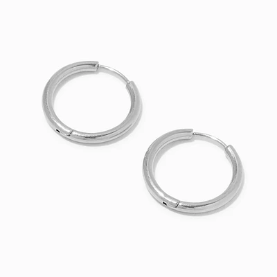 C LUXE by Claire's Silver Titanium 14MM Tube Hoop Earrings