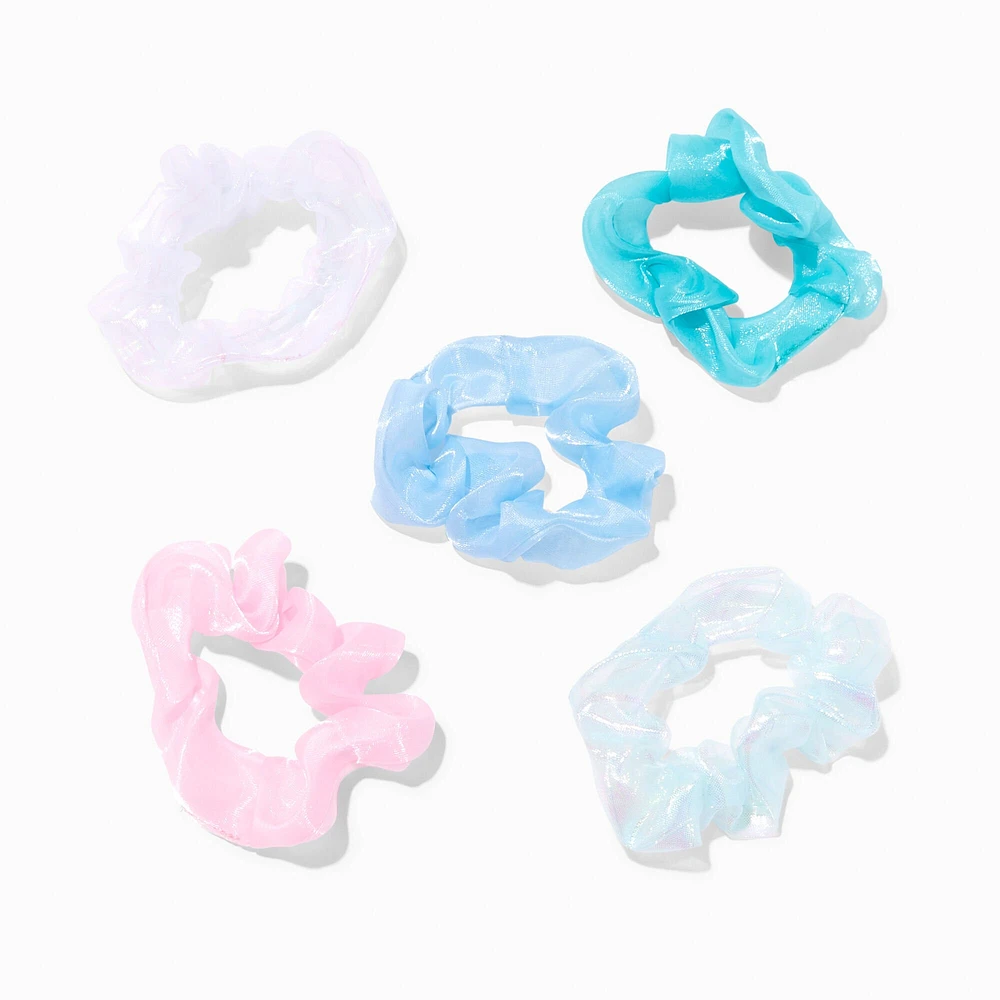 Pastel Holographic Sheer Hair Scrunchies - 5 Pack