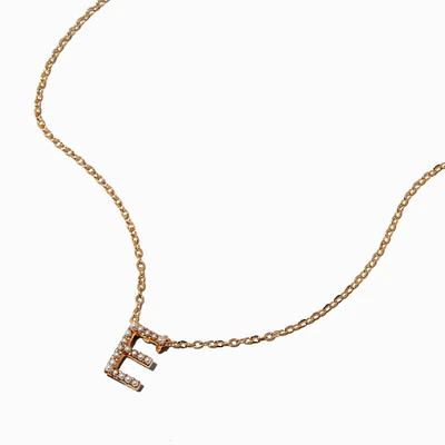 Gold-tone Mini Pearl Initial Chain Necklace - E