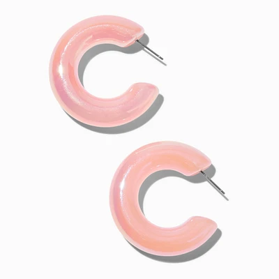 Pink Shimmer 30MM Resin Hoop Earrings