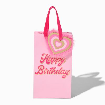 Happy Birthday Pink Heart Gift Bag - Small