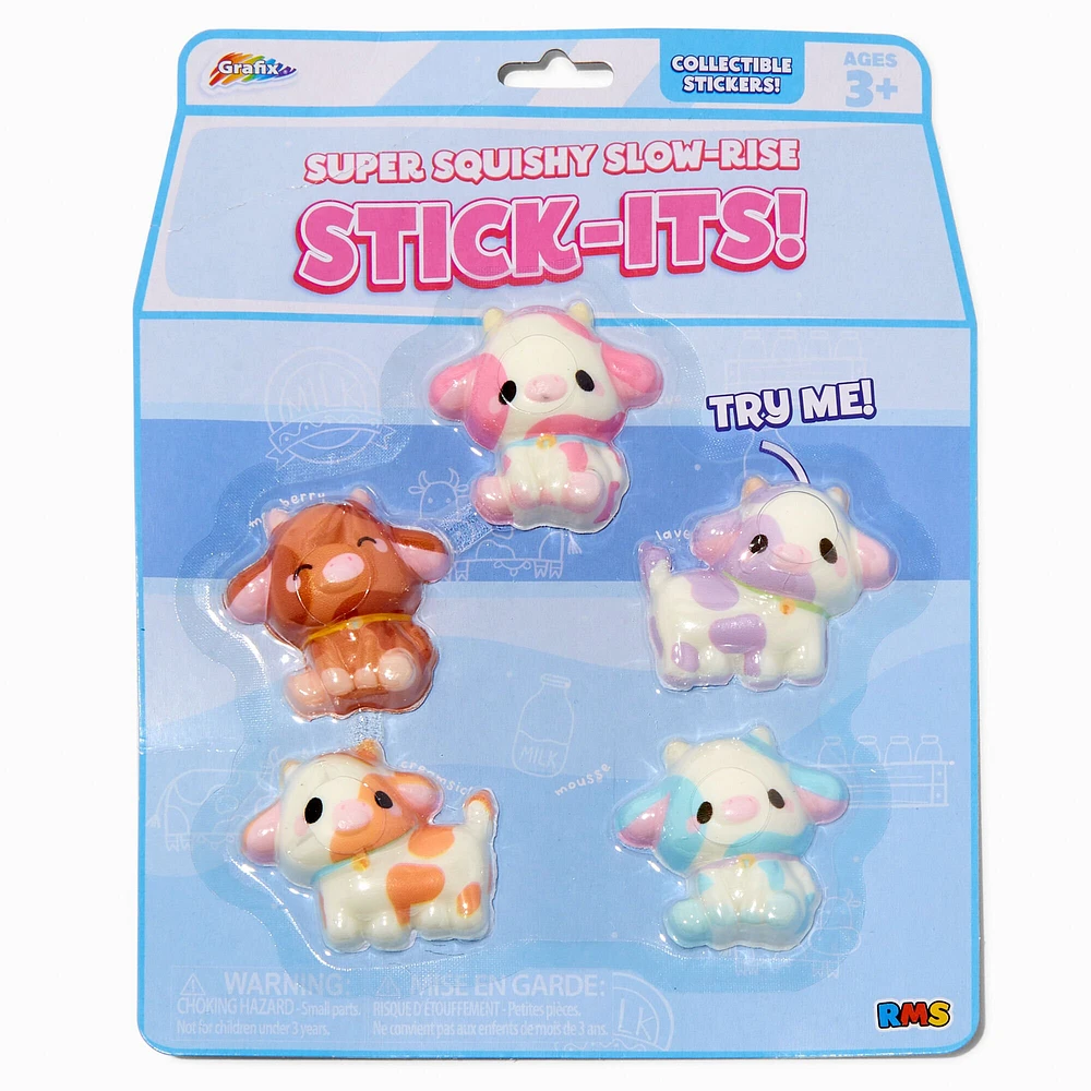 Grafix® Cow Super Squishy Slow-Rise Stickers - 5 Pack