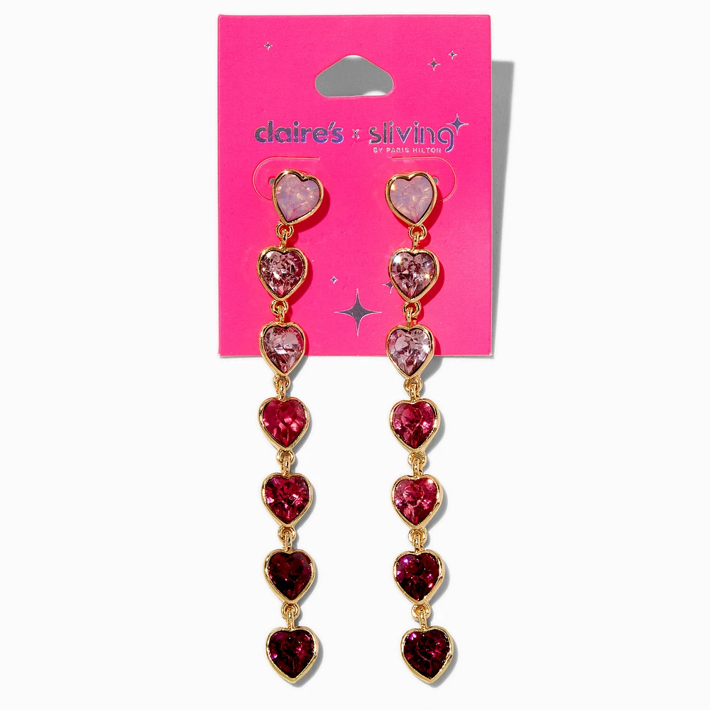 Claire's x Sliving by Paris Hilton Pink Ombré Heart Linear Drop Earrings