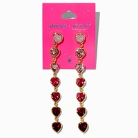 Claire's x Sliving by Paris Hilton Pink Ombré Heart Linear Drop Earrings