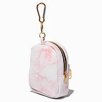 Pink Marble Mini Backpack Keychain