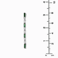 Emerald Green Baguette Crystal Column 3" Drop Earrings