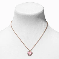 Pink Evil Eye Heart Pendant Gold Necklace