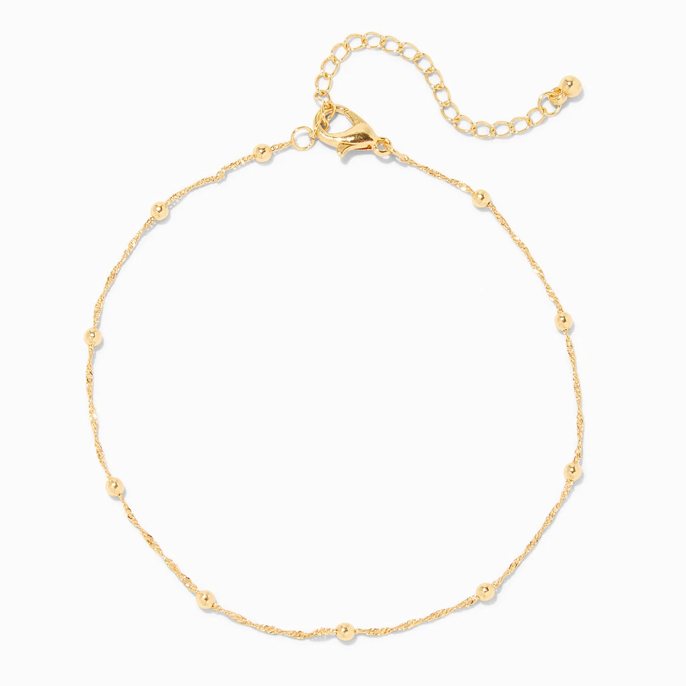 C LUXE by Claire's 18k Yellow Gold Plated Beaded Chain Anklet
