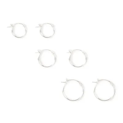 Sterling Silver Graduated Hinge Hoop Earrings - 3 Pack