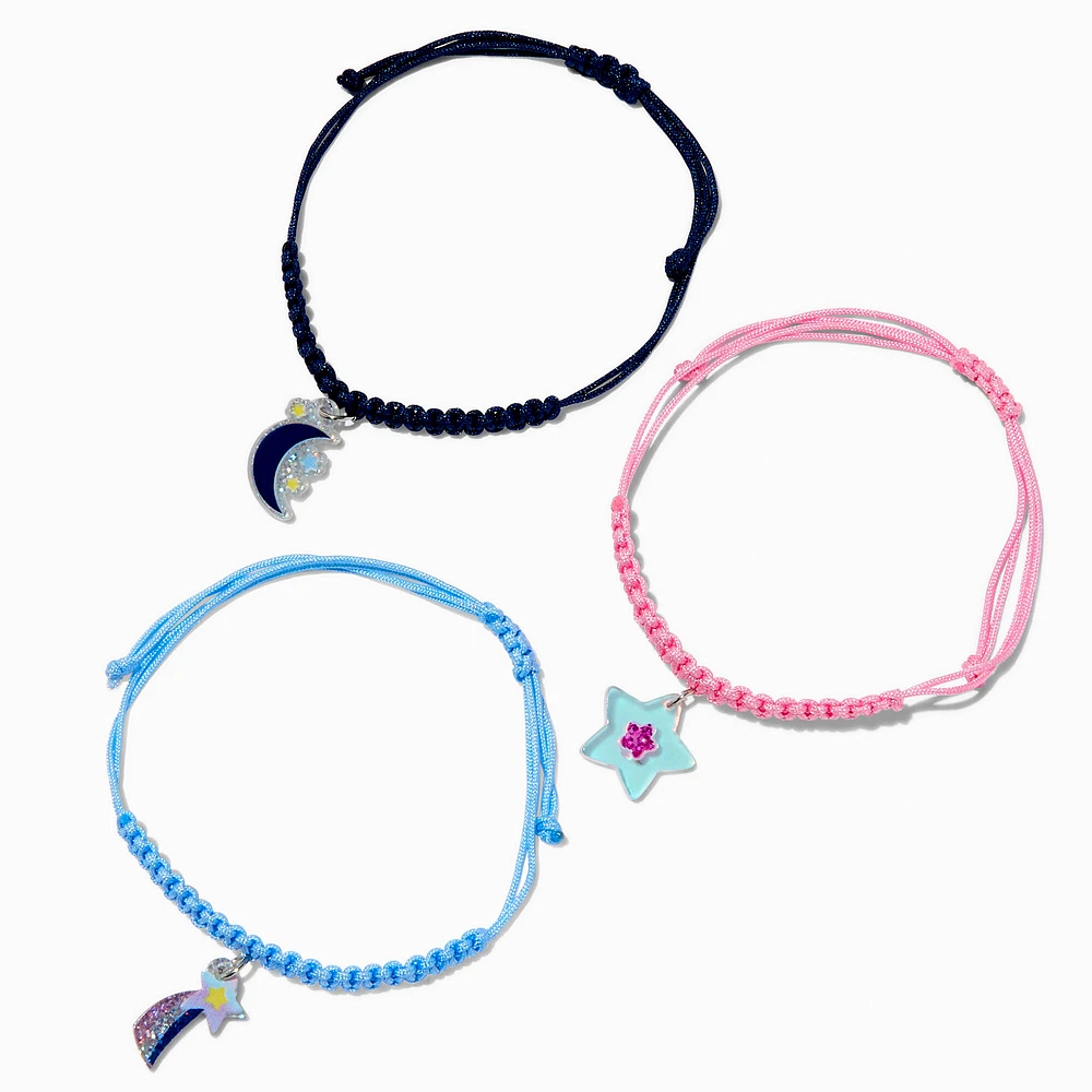 Claire's Club Starry Braided Adjustable Bracelets - 3 Pack