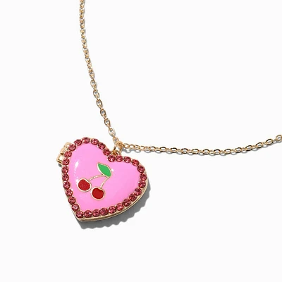 Cherry Heart Locket Pendant Necklace