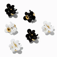 Black & White Daisy Mini Hair Claws - 6 Pack