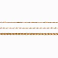 Claire's Recycled Jewelry Gold-tone Mixed Chain Bracelets - 3 Pack