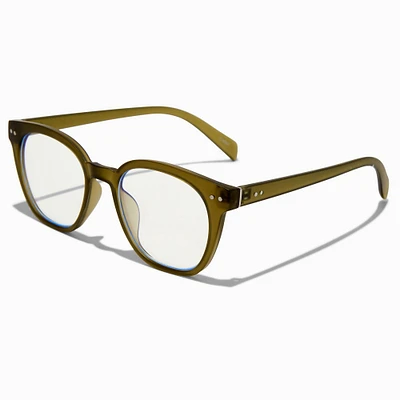 Solar Blue Light Reducing Crystal Green Clear Lens Oval Frames