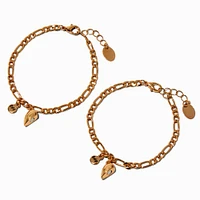 Best Friends Gold-tone Split Heart Charm Bracelets - 2 Pack