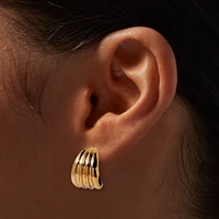 Gold-tone Illusion Bean Stud Earrings